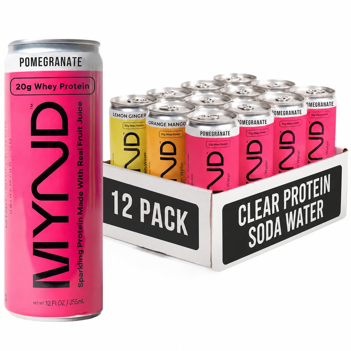 MYND Sparkling Protein Water, Variety Pack, 12 Pack