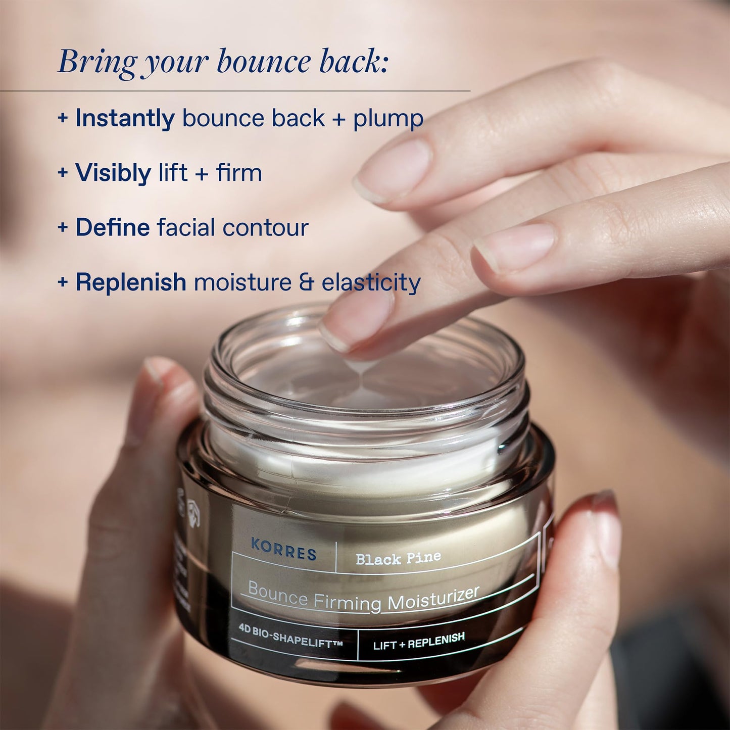 KORRES Black Pine Bounce Firming Moisturizer, Plumping & Hydrating Face Cream with Black Pine Extract, Vegan & Silicone Free Anti-Aging Skincare for Fine Lines & Wrinkles, Made in Greece, 1.35 Fl Oz