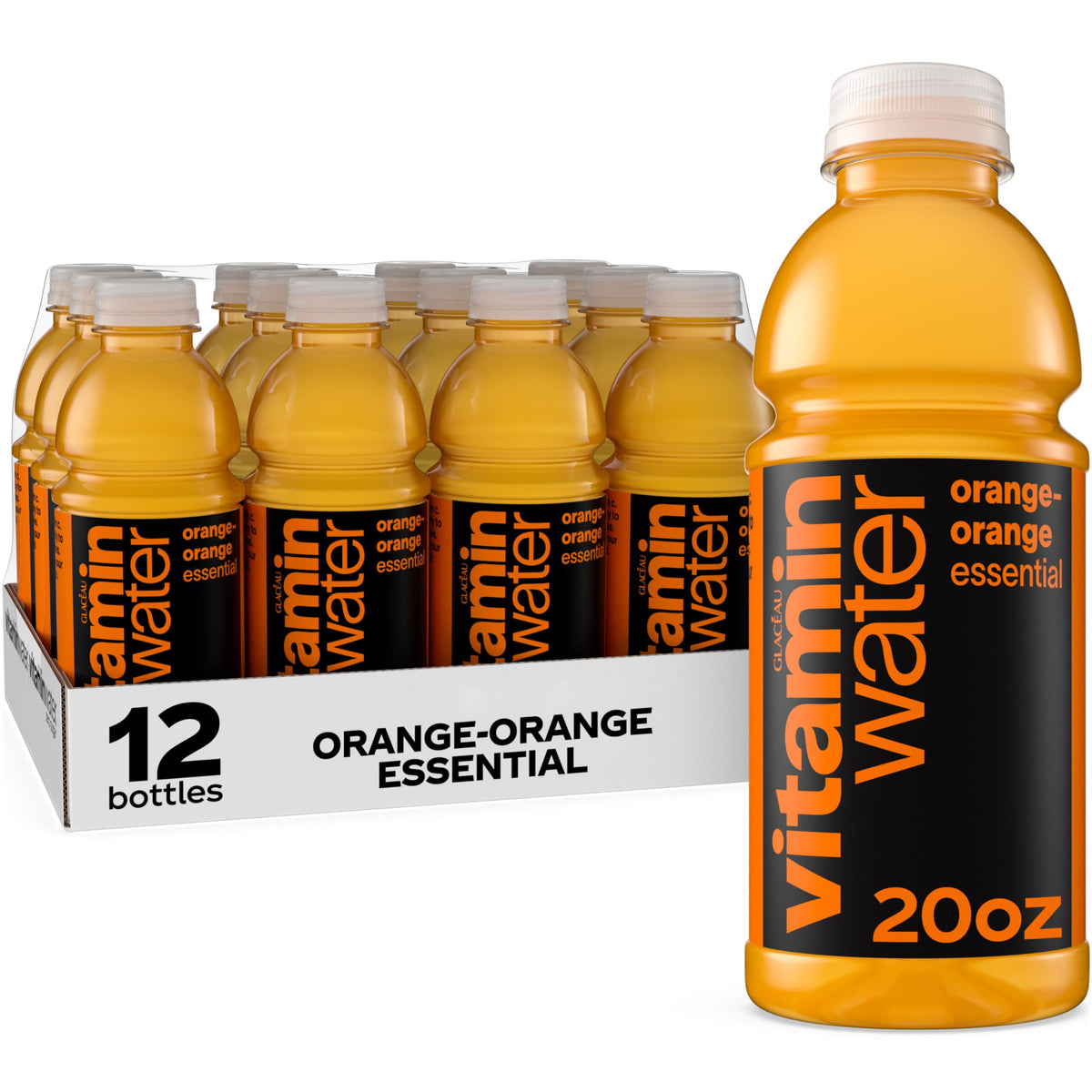 vitaminwater Focus Kiwi Strawberry, Flavored Water Beverage Bottles, 20 fl oz, 12 Pack