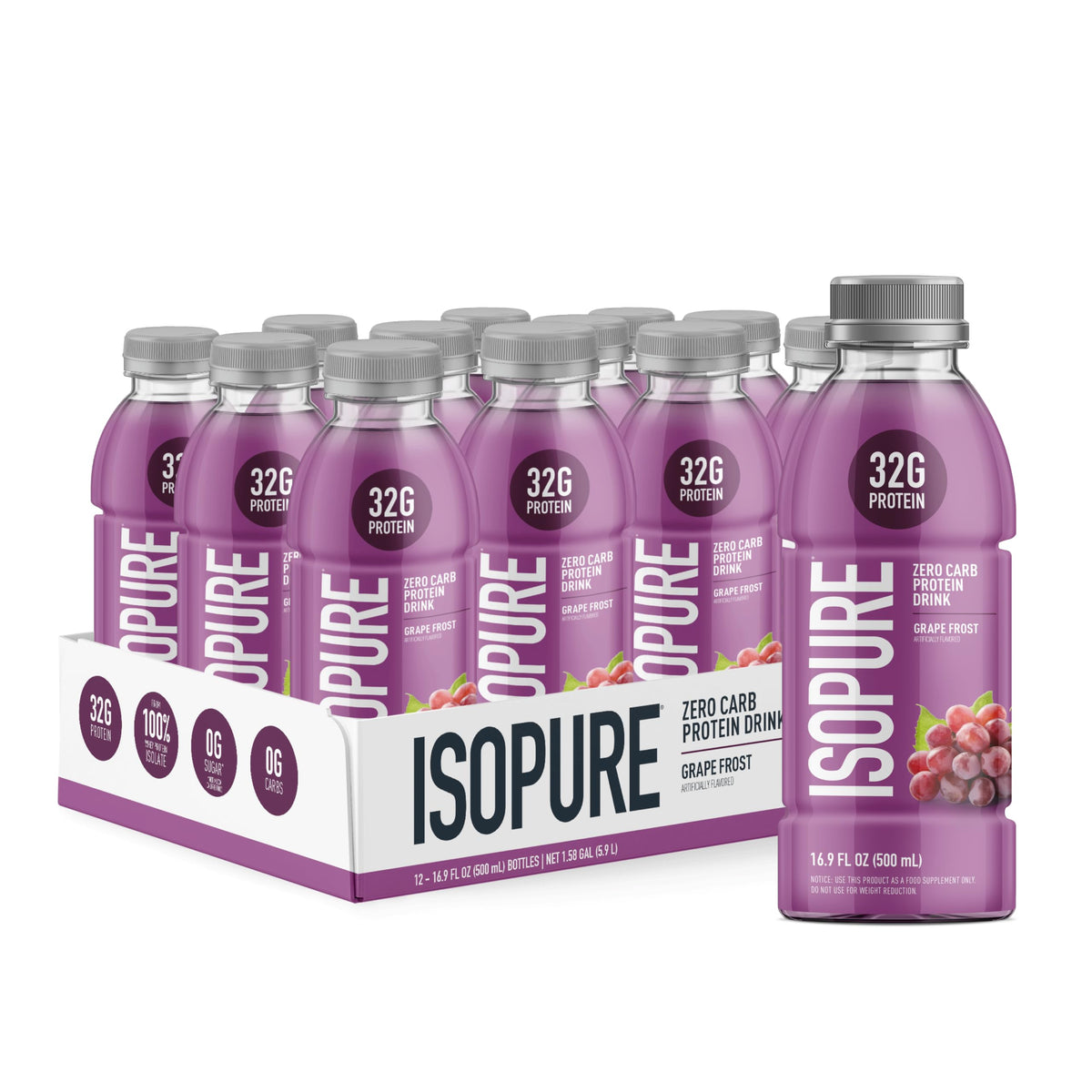 Isopure Zero Carb Clear Protein Drink, Lemonade 12 Count