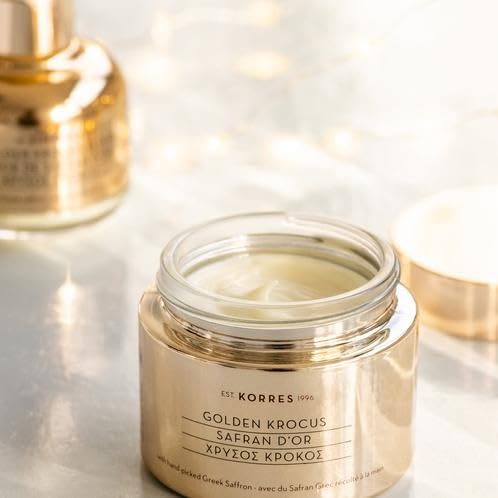 KORRES Golden Krocus Hydra-Filler Plumping Cream, Greek Saffron Face Moisturizer, Anti-Wrinkle Hydration Cream for Women & Men, Firming Day & Night Cream, Skin Care with Hyaluronic Acid, 1.69 fl oz