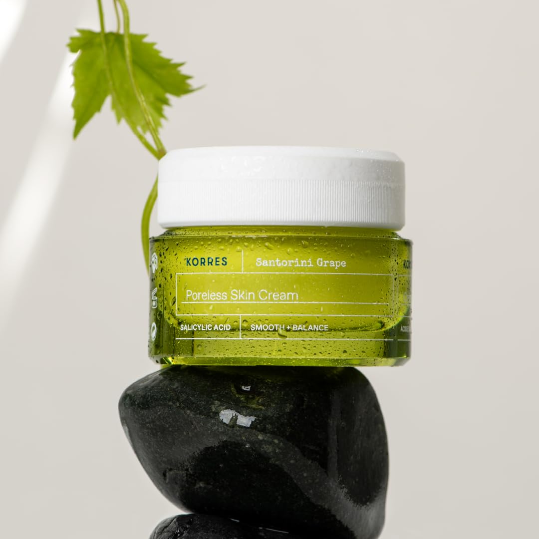 KORRES Santorini Grape Poreless Skin Care Cream, Gel Face Moisturizer with Hyaluronic acid and Salicylic Acid, Pore Minimizer, Hydration for Dry, Oily & Sensitive Skin, 1.35 fl oz