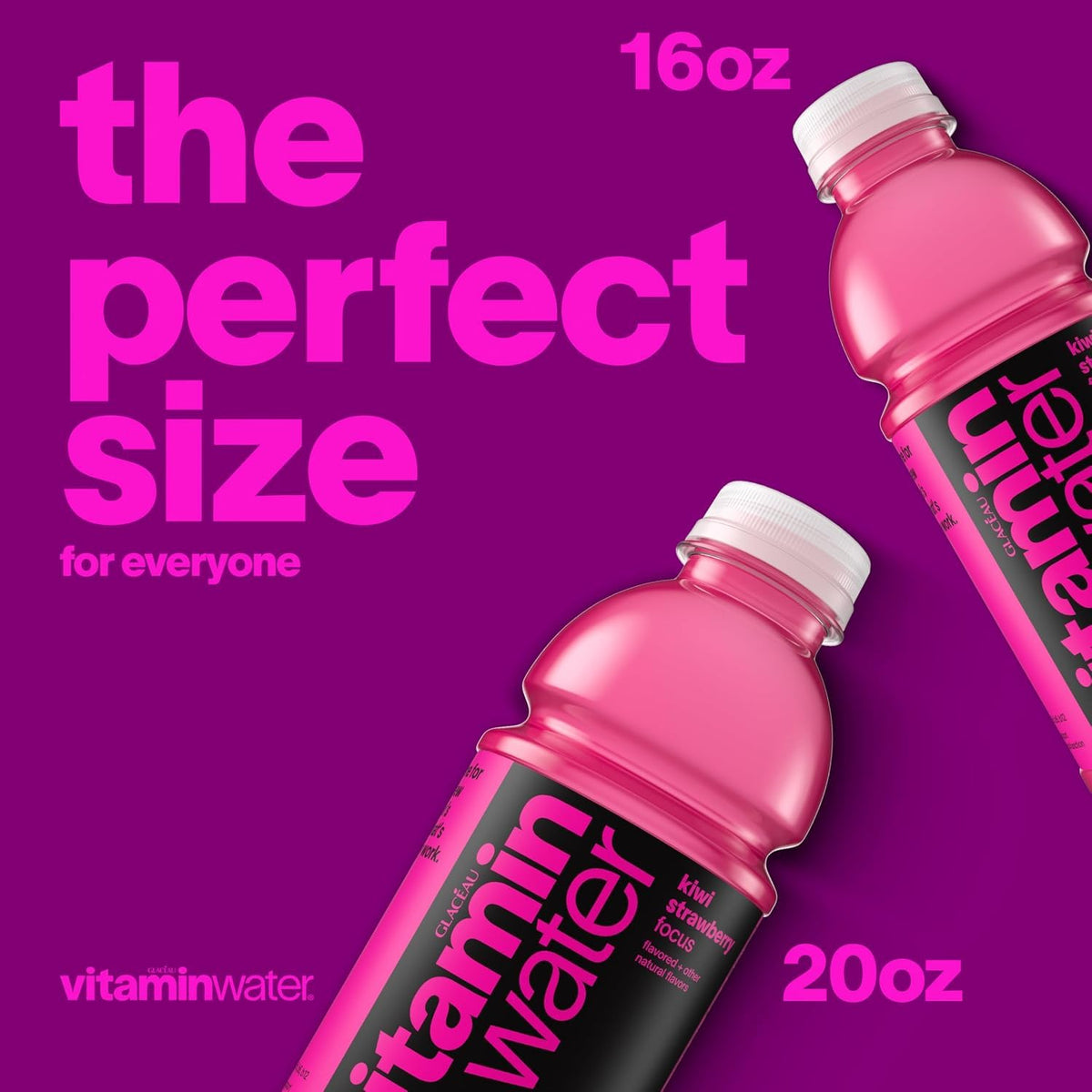 vitaminwater Focus Kiwi Strawberry, Flavored Water Beverage Bottles, 20 fl oz, 12 Pack