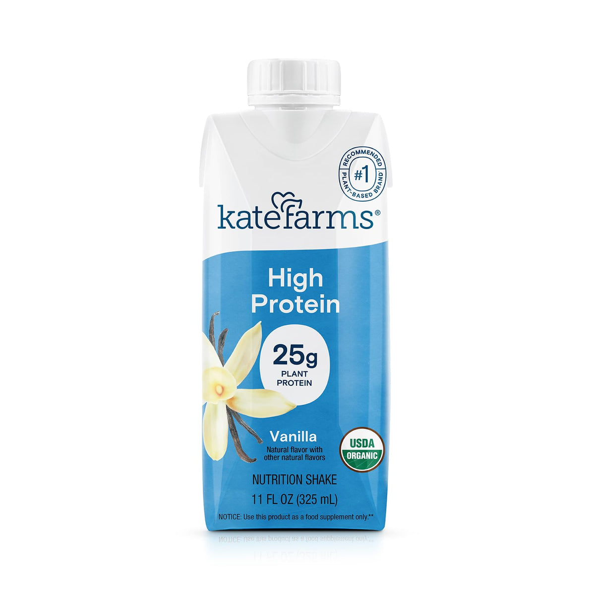 KATE FARMS Organic High Protein Vanilla Shake, 25g Protein, 12 Pack