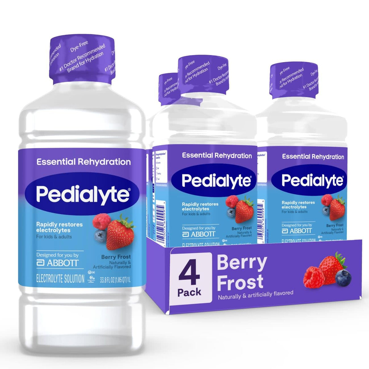 Pedialyte Electrolyte Drink , Hydration Drinks for Kids & Adults, Unflavored, 1 Liter, Pack of 8