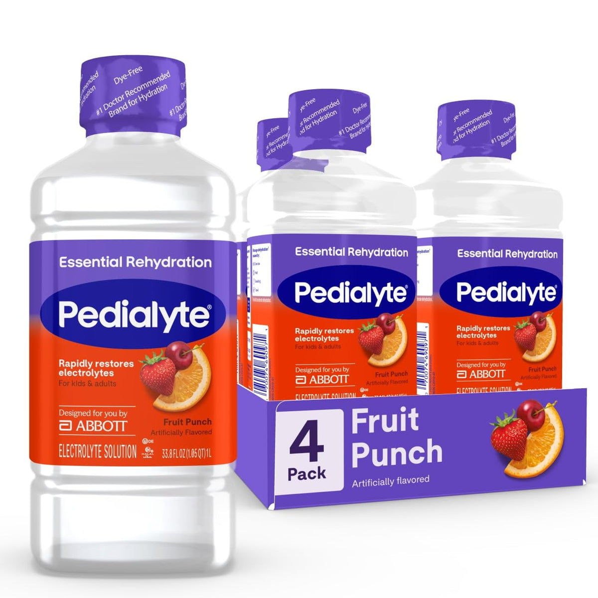 Pedialyte Electrolyte Drink , Hydration Drinks for Kids & Adults, Unflavored, 1 Liter, Pack of 8