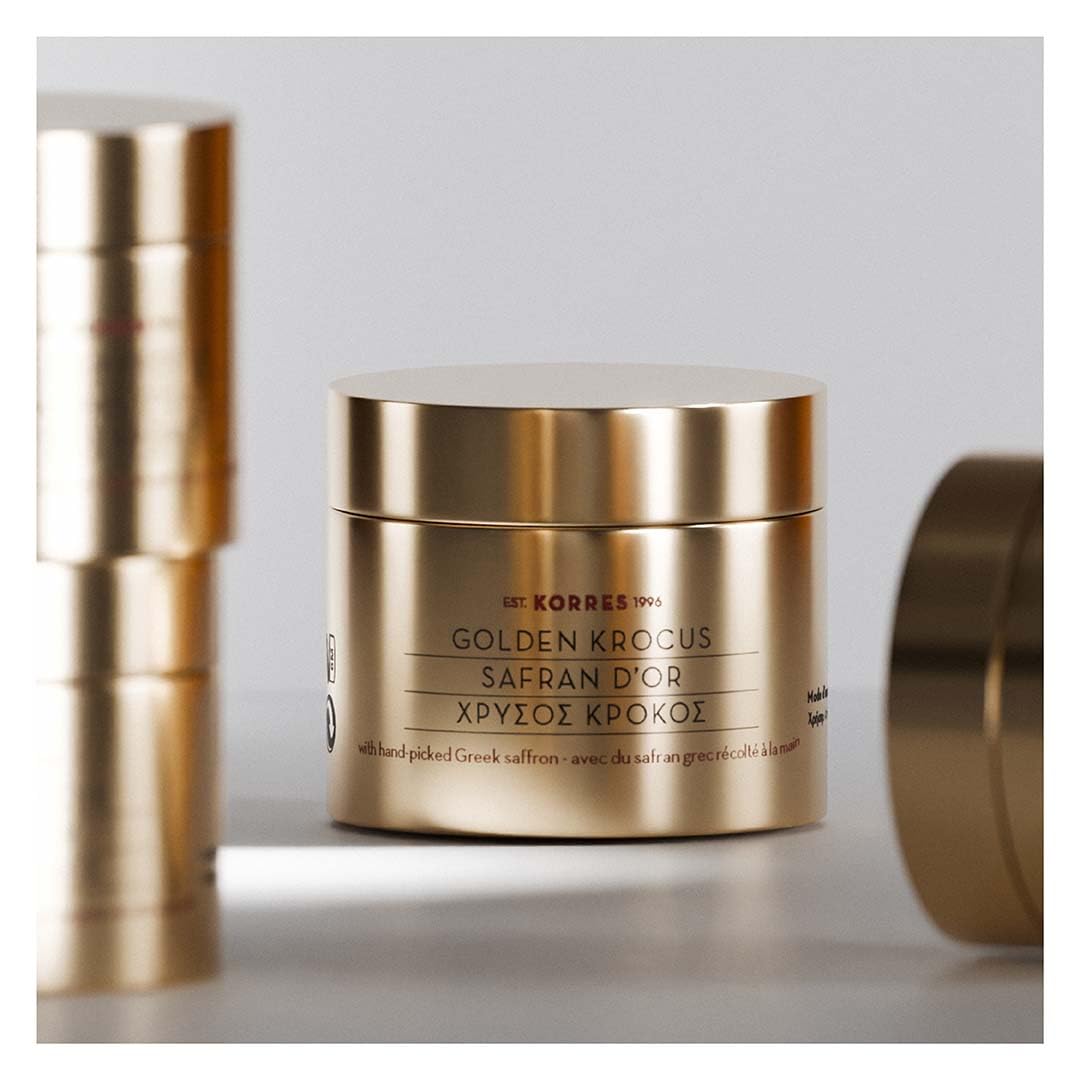 KORRES Golden Krocus Hydra-Filler Plumping Cream, Greek Saffron Face Moisturizer, Anti-Wrinkle Hydration Cream for Women & Men, Firming Day & Night Cream, Skin Care with Hyaluronic Acid, 1.69 fl oz