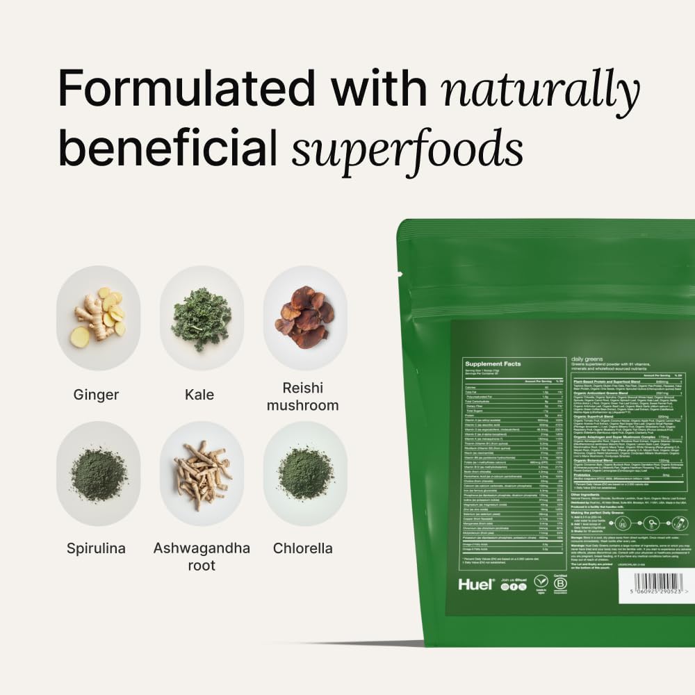 Huel Daily Greens | Superfood Greens Powder | Adaptogens & Probiotics