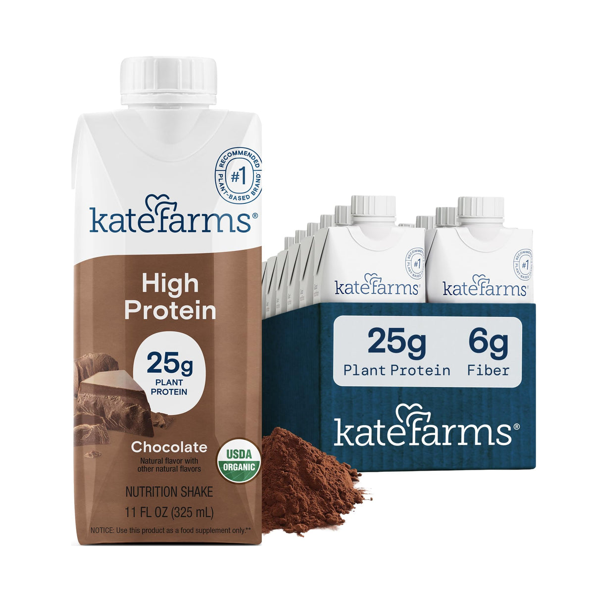 KATE FARMS Organic High Protein Vanilla Shake, 25g Protein, 12 Pack