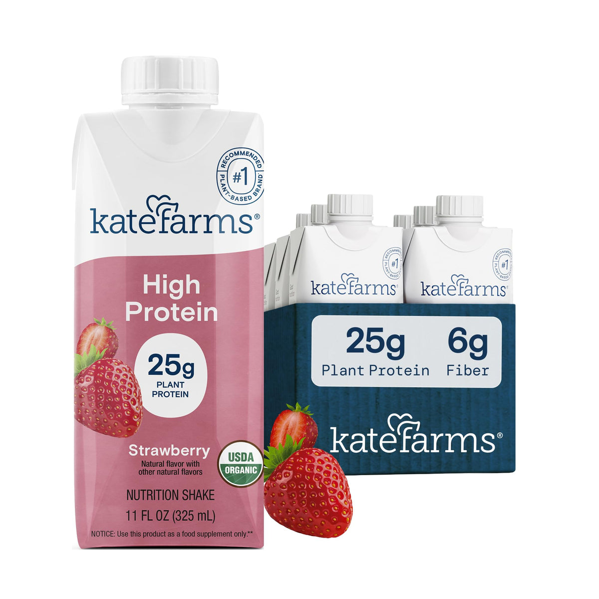KATE FARMS Organic High Protein Vanilla Shake, 25g Protein, 12 Pack