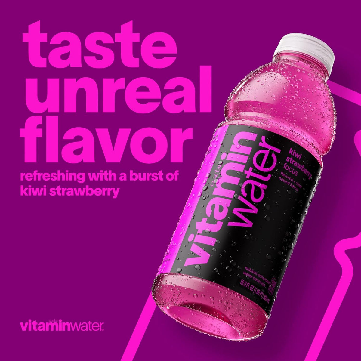 vitaminwater Focus Kiwi Strawberry, Flavored Water Beverage Bottles, 20 fl oz, 12 Pack