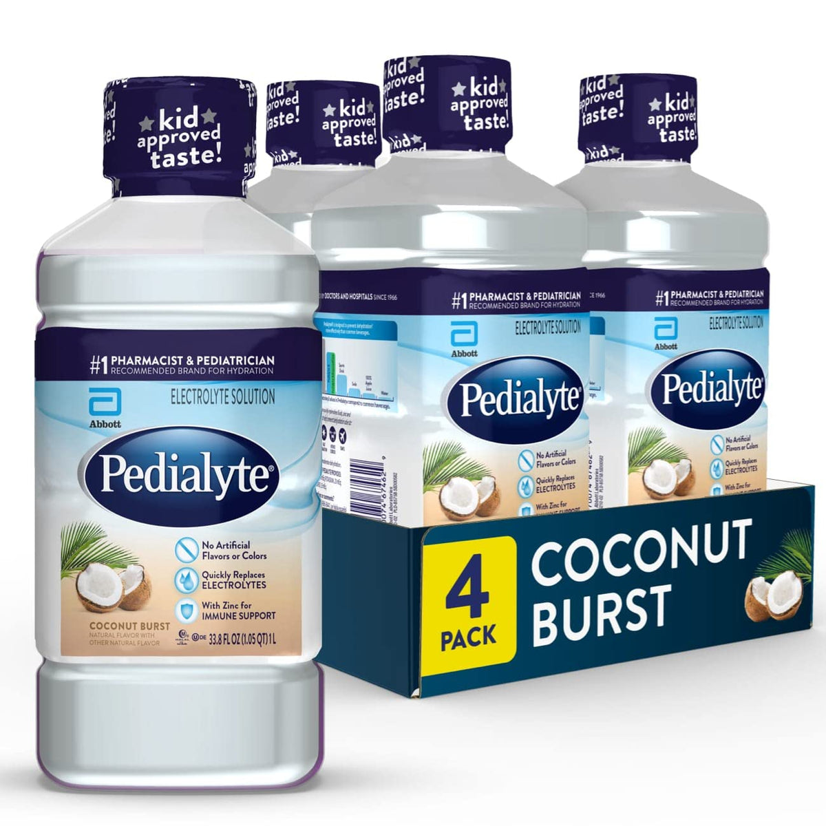 Pedialyte Electrolyte Drink , Hydration Drinks for Kids & Adults, Unflavored, 1 Liter, Pack of 8
