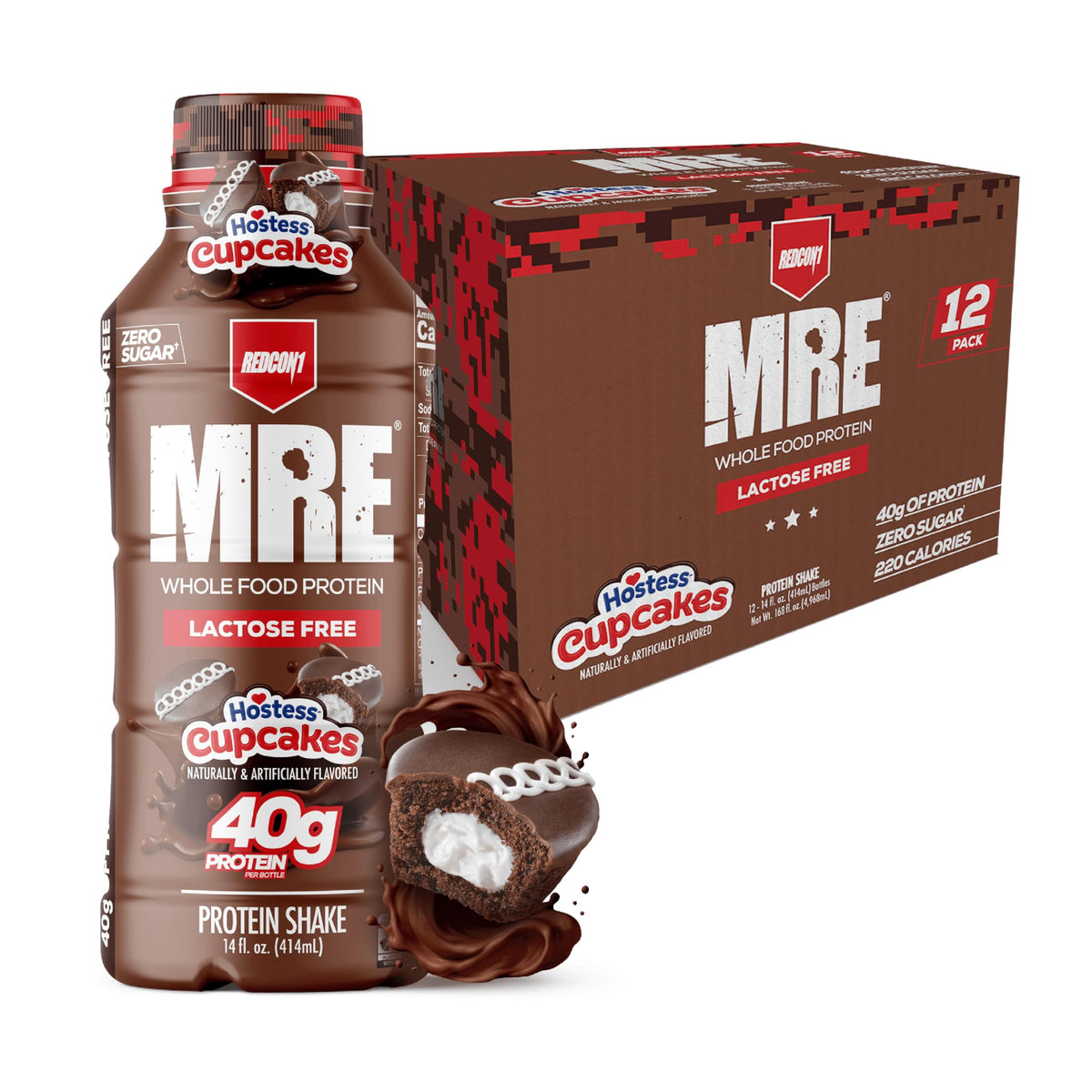 REDCON1 MRE RTD Protein Shake | Strawberry Shortcake | Lactose Free, 40g Protein - 12 Pack, 14 oz