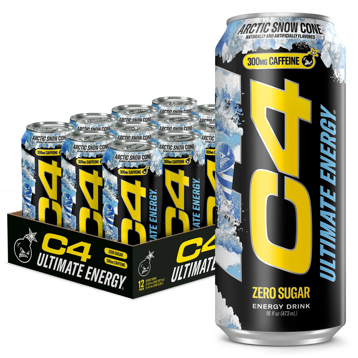 C4 Ultimate Energy Drink, Zero Sugar, Sour Blue Razzilla, 12pk